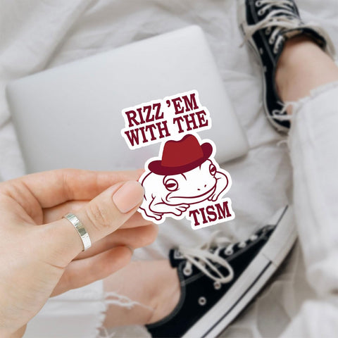3Pcs Rizz 'Em with The Tism Sticker Meme Frog Rizz Em with The Tism Sticker Cowboy Frog Rizz 'Em with The 'Tism rizz Stickers Rizzem with The Tism Decal for Laptop Bottle Phone Car Hard Hat 3"