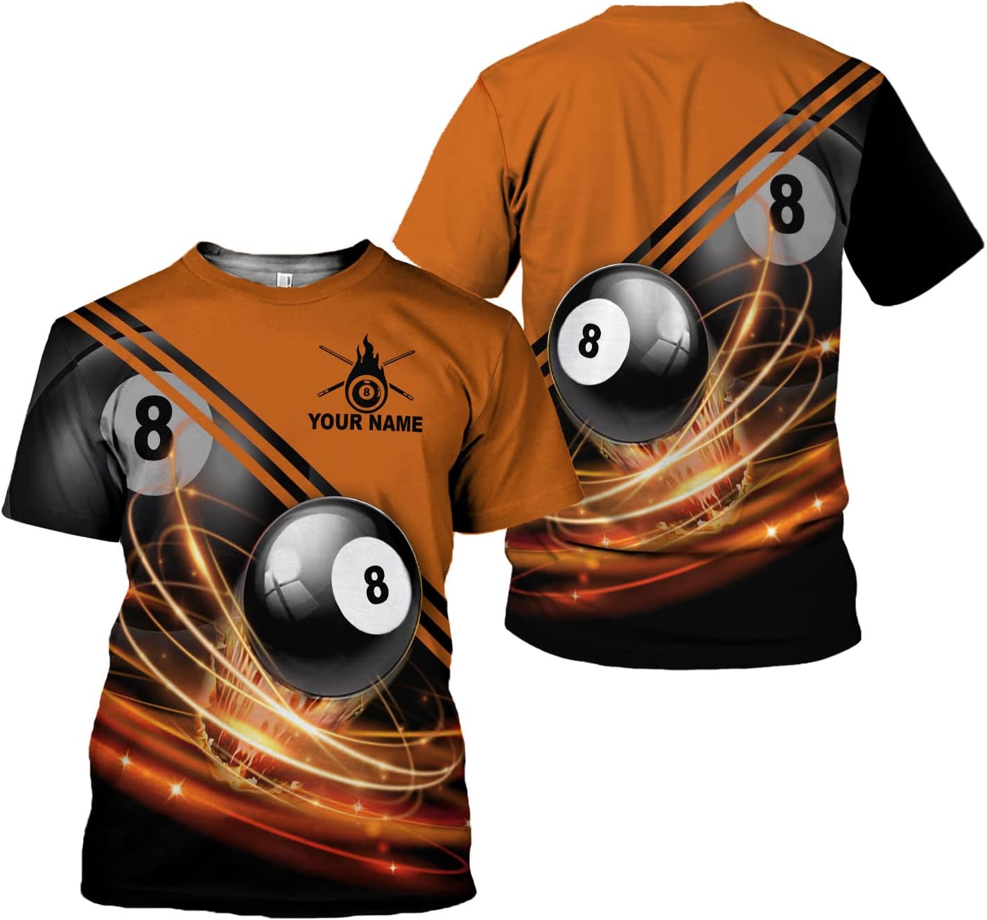 AOVL Personalized Billiard Shirts 3D Billiard Shirt Custom Billiard Flag Shirt Men's Pool Billiards Shirt 8 Ball Men Women