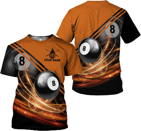 AOVL Personalized Billiard Shirts 3D Billiard Shirt Custom Billiard Flag Shirt Men's Pool Billiards Shirt 8 Ball Men Women