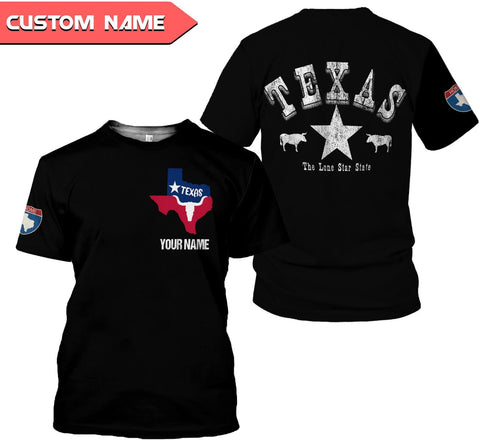 HomeDesign Personalized Name Texas Flag and Map Dont Mess with Texas Shirts 3D Unisex Shirt for Men Women Adult Size S-5XL