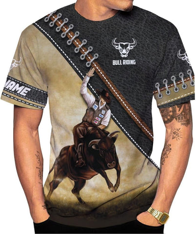 Mostprints Personalized Name Bull Riding Shirt 3D, Rodeo Shirts Bull Biding Shirts for Men and Women, Bull Rider Shirt Gift