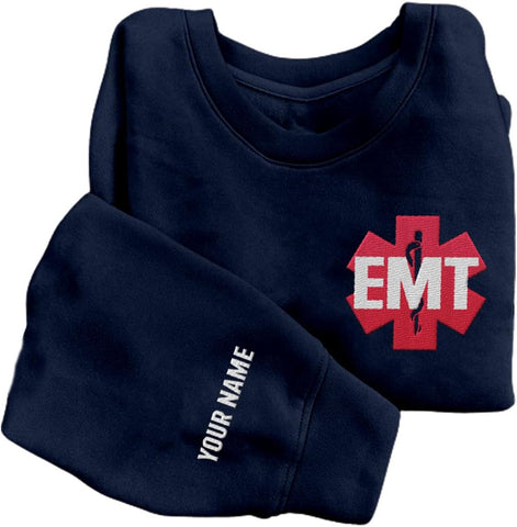 Leeprints Personalized EMT Embroidered Sweatshirt EMS Sweatshirt EMS Hoodie Paramedic Uniform Emergency Medical Technician
