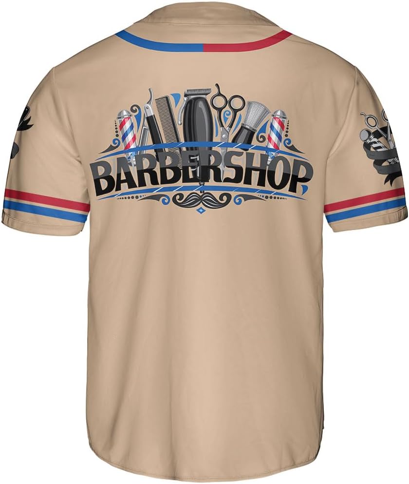 Personalized Barber Shop Baseball Jersey, Hairdresser Jersey, Barber Tools Hat