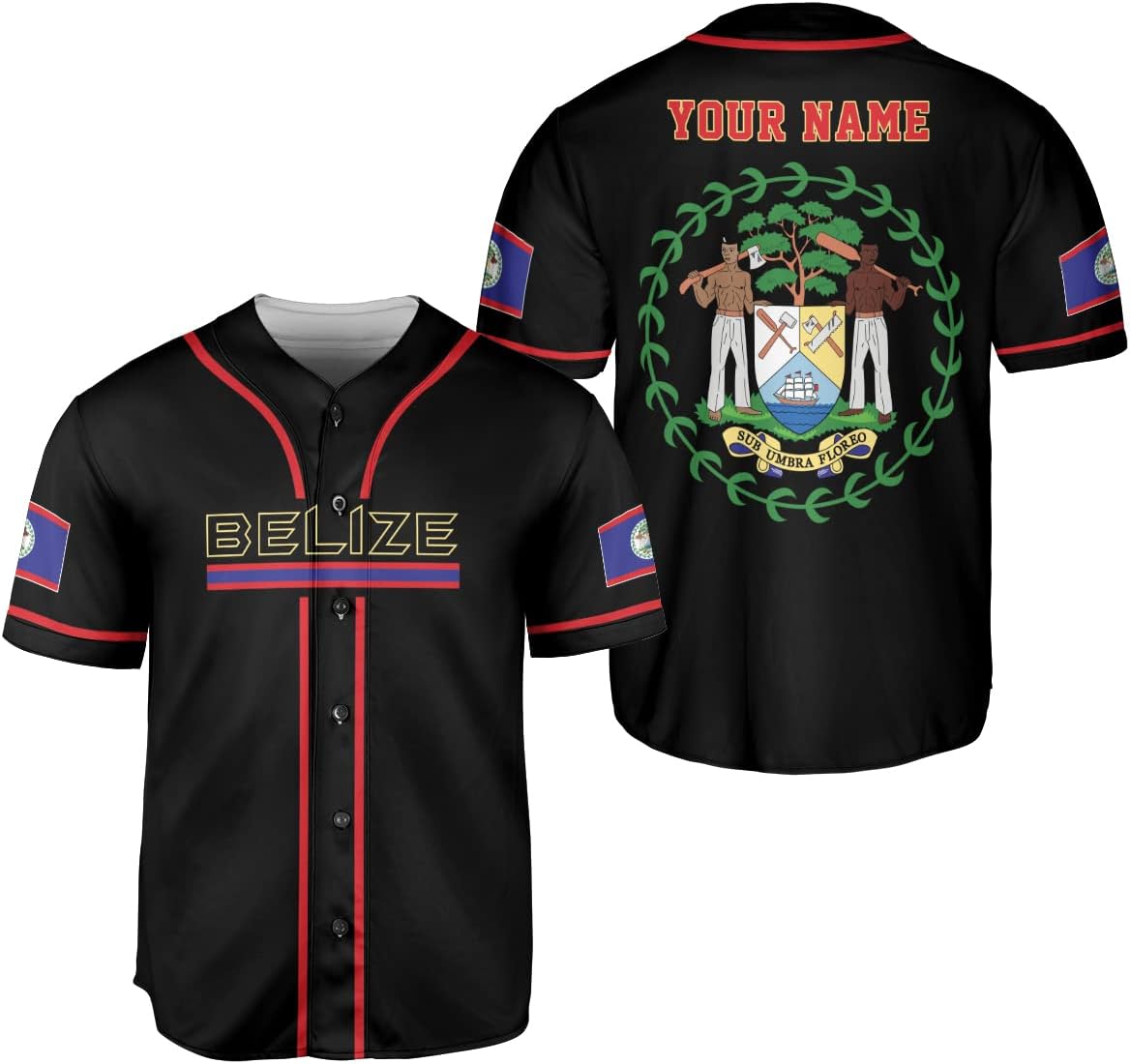 Podagree Personalized Belize Baseball Jersey Camisa Shirt, Belizean Flag Jersey, Belizean Pride Jersey for Men and Women