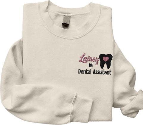 Intenprints Personalized Tooth Healthcare Embroidered Shirt, Dental Assistant RDA, Dentist Office, Dental Hygienist Gift