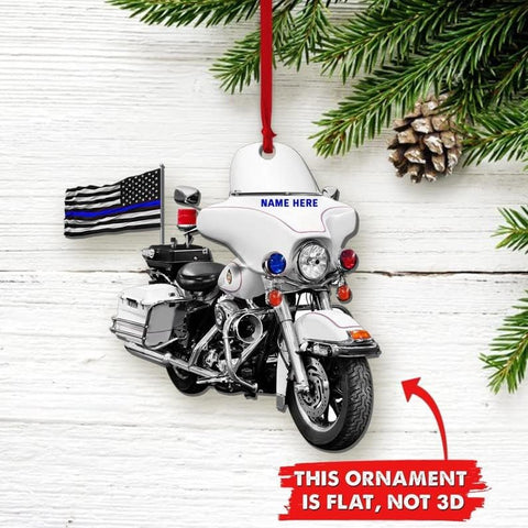 Generic Personalized Police Motorcycle Personalized Christmas Flat Ornament, Custom Motor Cops Ornament, Gift for Police, Gift for Friends, Christmas Police