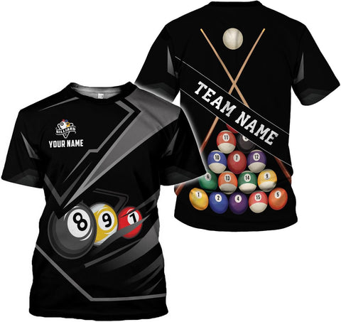 AOVL Personalized Billiard Shirts 3D Billiard Shirt Custom Billiard Flag Shirt Men's Pool Billiards Shirt 8 Ball Men Women