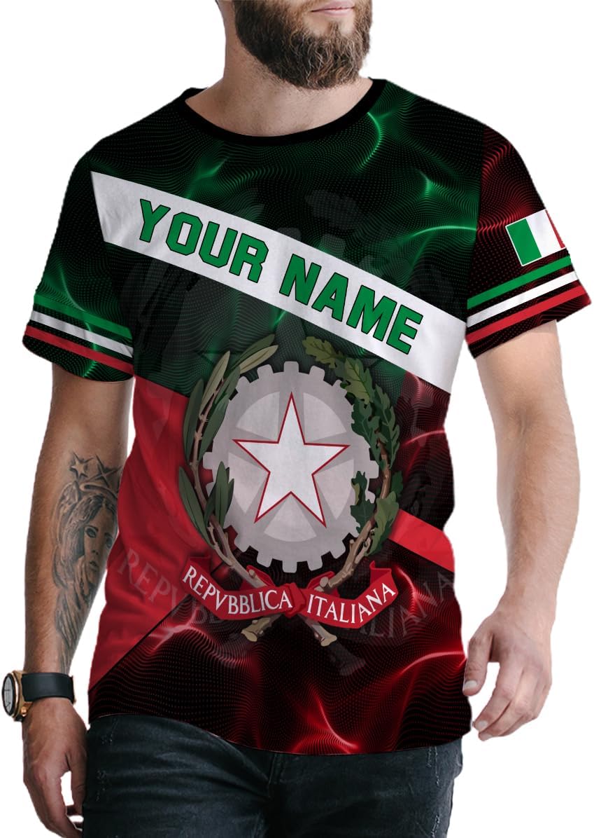 Mostprints Personalized Name Italy Shirt 3D, Custom Italian Shirt Flag for Men and Women, Italia Shirt Soccer Unisex Size