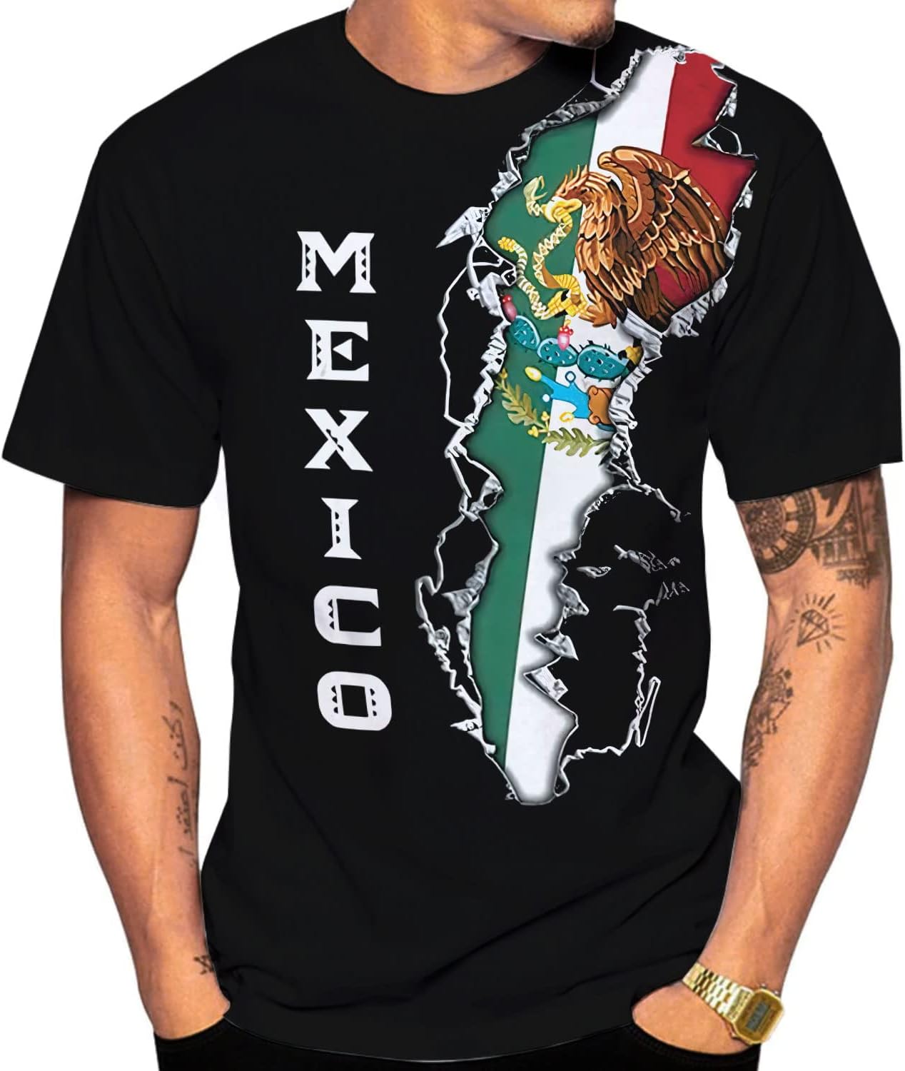 RoyalBro Personalized Mexico Shirt, Camisas de Mexico Customized Mexican Shirts Mexican Flag Mexico 3D Shirt for Men Women