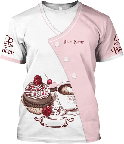 Personalized Name Baking 3D Shirt for Baker, Baker Cooking Gifts Tees, Funny Bake Machine Shirt, Baker Lover Shirt
