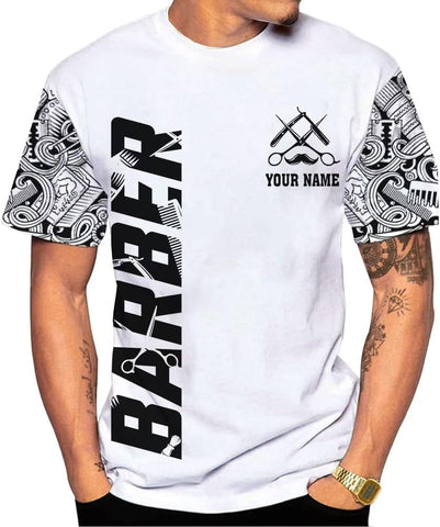 Vybonz Personalized Name Barber Gift for Barber 3D All Over Printed Shirts Gift for Men and Women