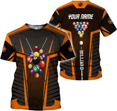 AOVL Personalized Billiard Shirts 3D Billiard Shirt Custom Billiard Flag Shirt Men's Pool Billiards Shirt 8 Ball Men Women