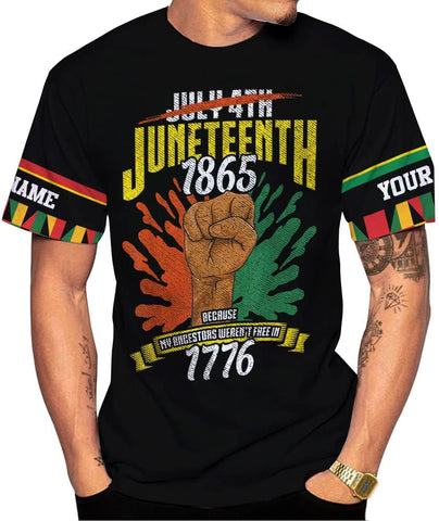 Mostprints Personalized Juneteenth Shirt 3D, Juneteenth Shirts Women Gift, Customized Name Juneteenth Shirts for Men S-5XL