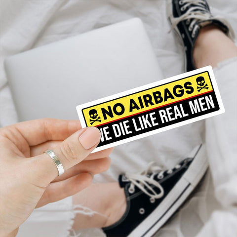 3 Pcs No Airbags We Die Like Real Men Sticker Decals for Cars, Funny Adult Men Humor Bumper Sticker - Vinyl Decal 5 Inches for Water Bottles Laptop Phone Car Window Helmet