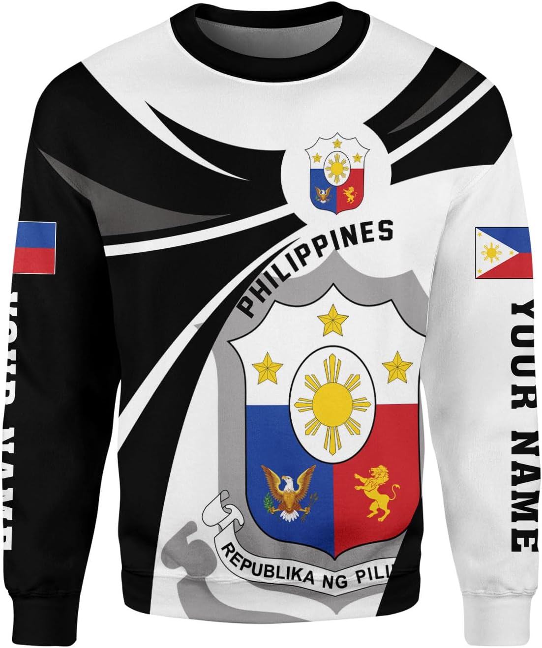 Mostprints Personalized Name Philippines Shirts 3D, Filipino Flag Pride Shirt Philippines Shirt Flag Tshirt for Men Women S-5XL