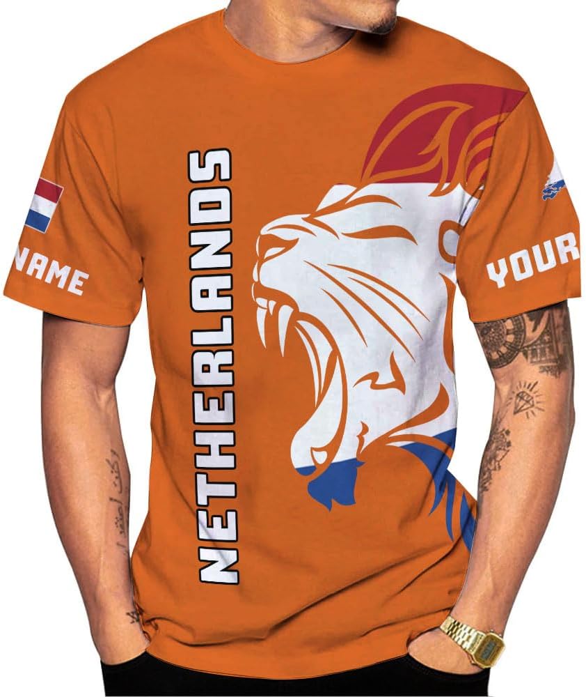MoonArt Personalized Netherlands Shirts Dutch Coat of Arms Flag Netherlands 3D Shirts Holland Lion Dutch Pride Gift