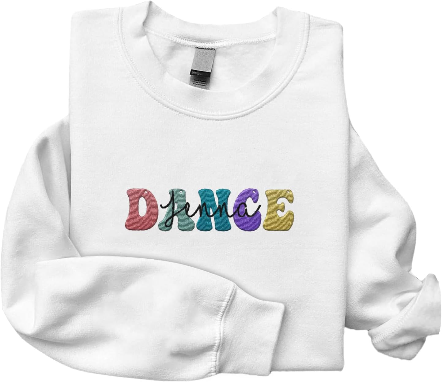 Custom Dance Embroidered Sweatshirt Women Long Sleeve Dancer Gift Shirts Crew Neck Casual Graphic Dance Mom Pullover Top