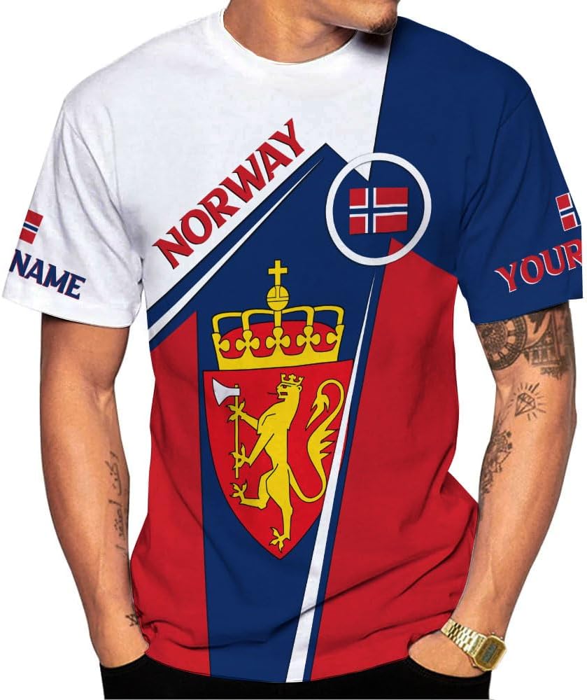 Personalized Norway Shirts, Norway Flag Pride T-Shirt, Norwegian Shirt for Men, Norway Short Sleeves T-Shirt S-5XL (NW 9)