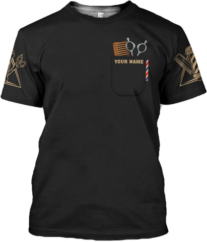 Custom 3D Barber Shirt for Men Women Gift Personalized Hair Stylist Tee Barbershop Apparel Hairdresser Printed Uniform
