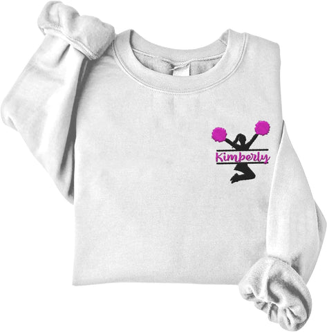Personalized Embroidered Cheer Mom Sweatshirt Custom Proud Cheerleader Mom Embroidery Sweatshirt Gift for Cheerleader Mother (Cotton, CM 6)