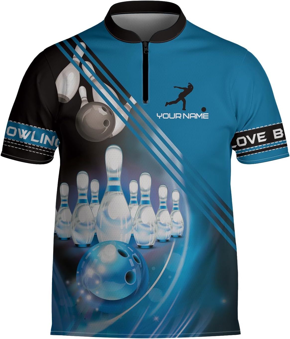 Custom Bowling Jerseys for Men Women Personalized Team Name Quarter Zip 3D Apparel Customized Bowling Jersey Shirts Unisex