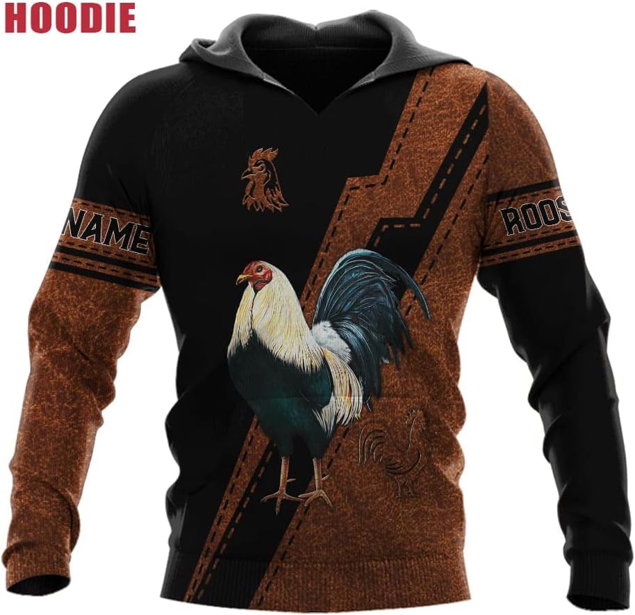 Mostefy Personalized Name Rooster Shirt 3D, Rooster Shirts for Men, Chicken Tshirts Shirts for Women, Funny Chicken Shirts