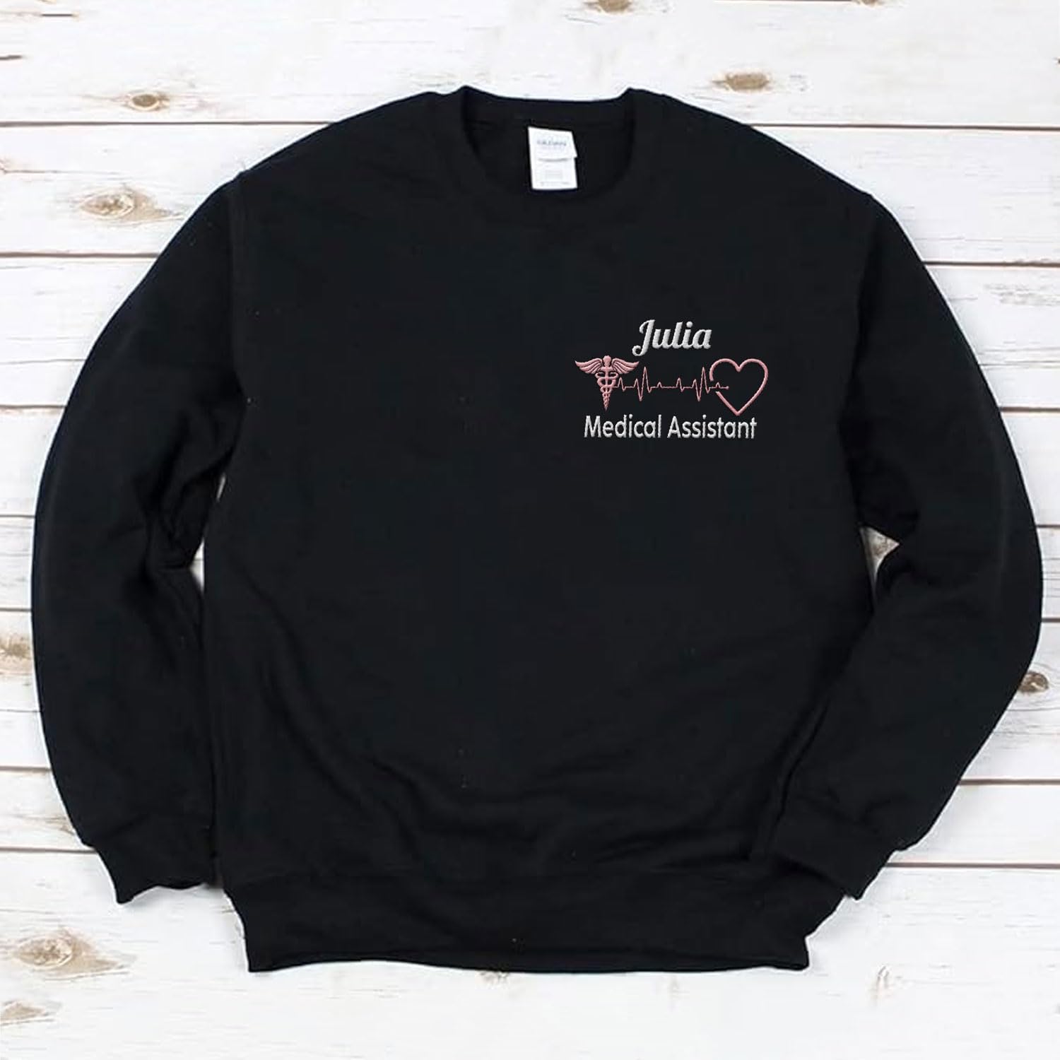 Intenprints Personalized Nurse Embroidered Sweatshirt for Women, Custom Registered Nurse Shirt, CNA Shirt, Nursing Sweatshirt