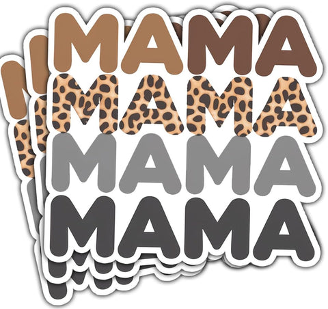 (3Pcs) Mama Mama Mama Sticker, Mama Vinyl Decal, Mama Cheetah Print Sticker, Mama Accessories, Great Gifts for Mom - Stickers for Laptop Water Bottle Phone Car Window Helmet 3"