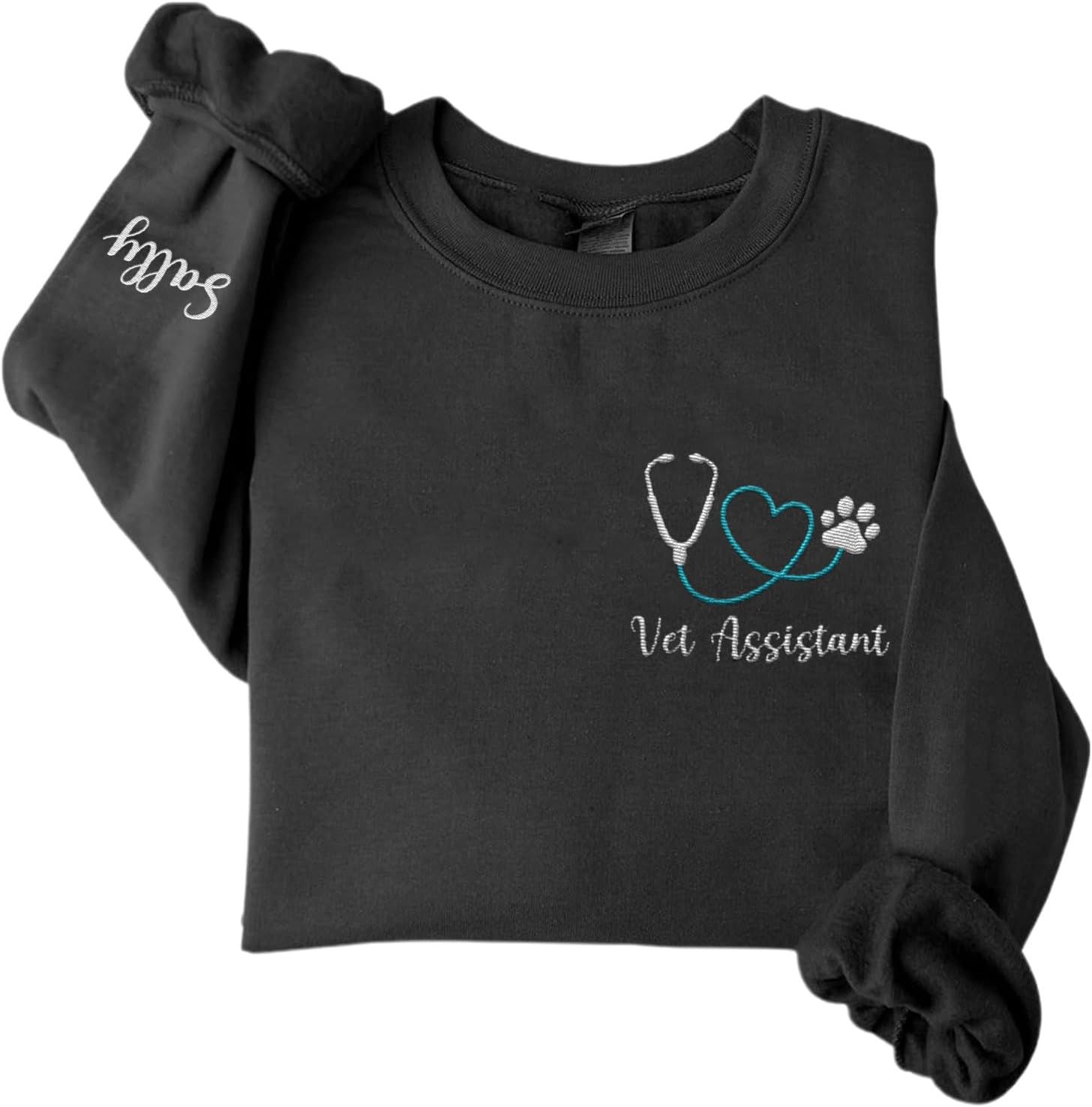 Custom Embroidered Vet Assistant Sweatshirt, Veterinary Medicine Hoodie for Women, Vet Tech Crewneck Gifts for Veterinarian
