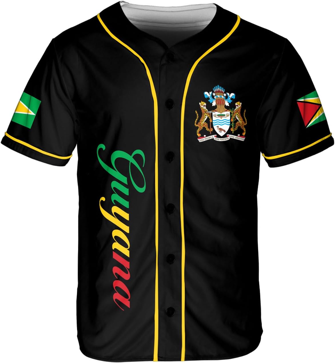 Leeprints Personalized Guyana Baseball Jersey Shirt, GuyaneseFlag Jersey, Guyana Guyanese Pride Jersey for Men and Women