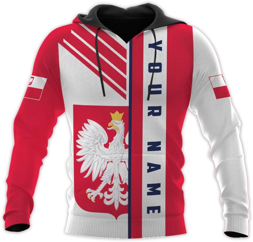Vybonz Personalized Poland Hoodie Women & Men 3D, Poland Pride Shirt Polish Eagle