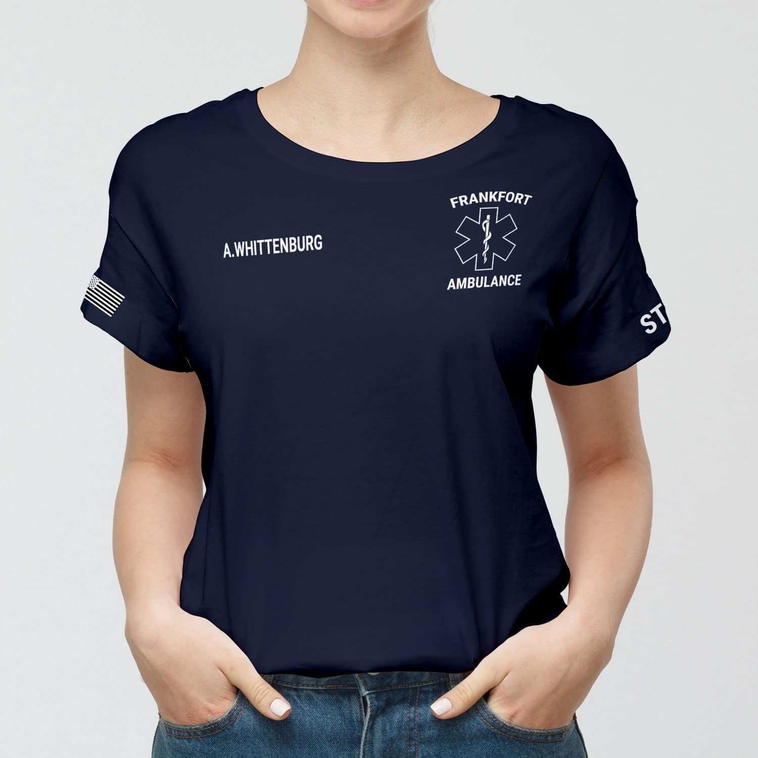 Vybonz Personalized EMS EMT Student Paramedic T-Shirt 3D Emergency Medical Technician Shirt, Custom Name Dept Tshirt Gift