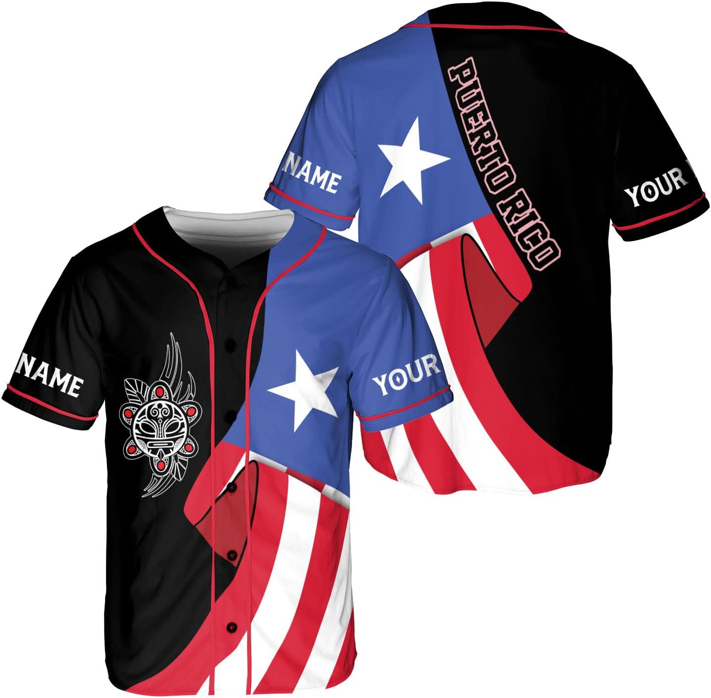 Mostefy Personalized Puerto Rico Baseball Shirt, Customized Team Name Puerto Rican Baseball Jersey for Men and Women S-5XL