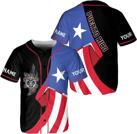 Mostefy Personalized Puerto Rico Baseball Shirt, Customized Team Name Puerto Rican Baseball Jersey for Men and Women S-5XL
