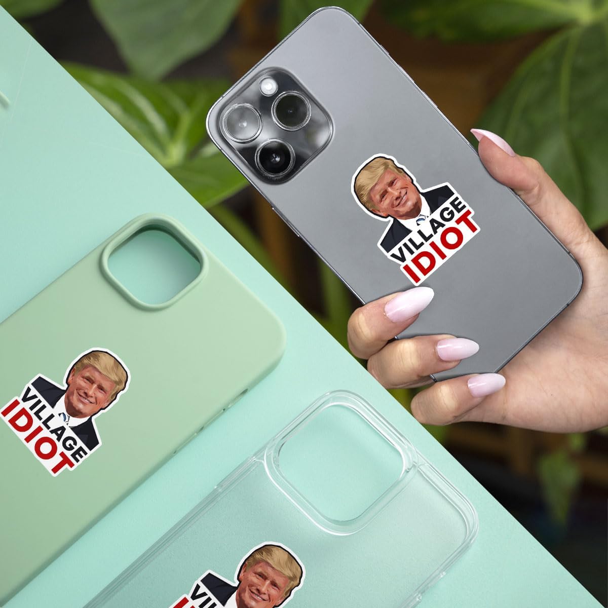 3 Pcs Trump Village Idiot Sticker, Anti Trump Sticker for Laptop Water Bottle Phone Car Window Helmet Vinyl Stickers 3 Inches