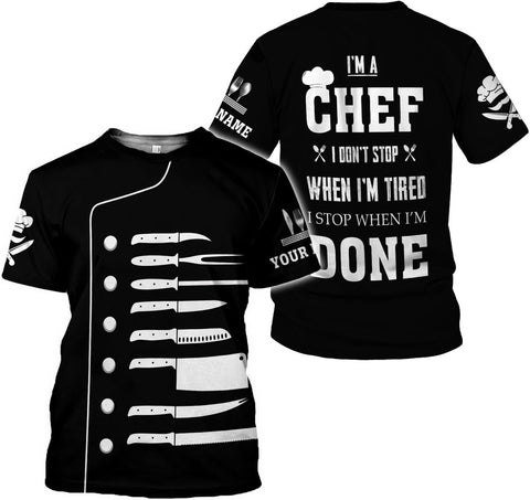 MoonArt Personalized Chef Shirt, 3D Chef Shirt Gifts Lover Men Women, Tshirt Chef Cook Knife, Master Chef Gifts