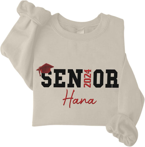 Intenprints Personalized Senior 2024 Sweatshirt Class of 2024 Senior 2024 Shirt Custom Embroidered Graduate Shirt