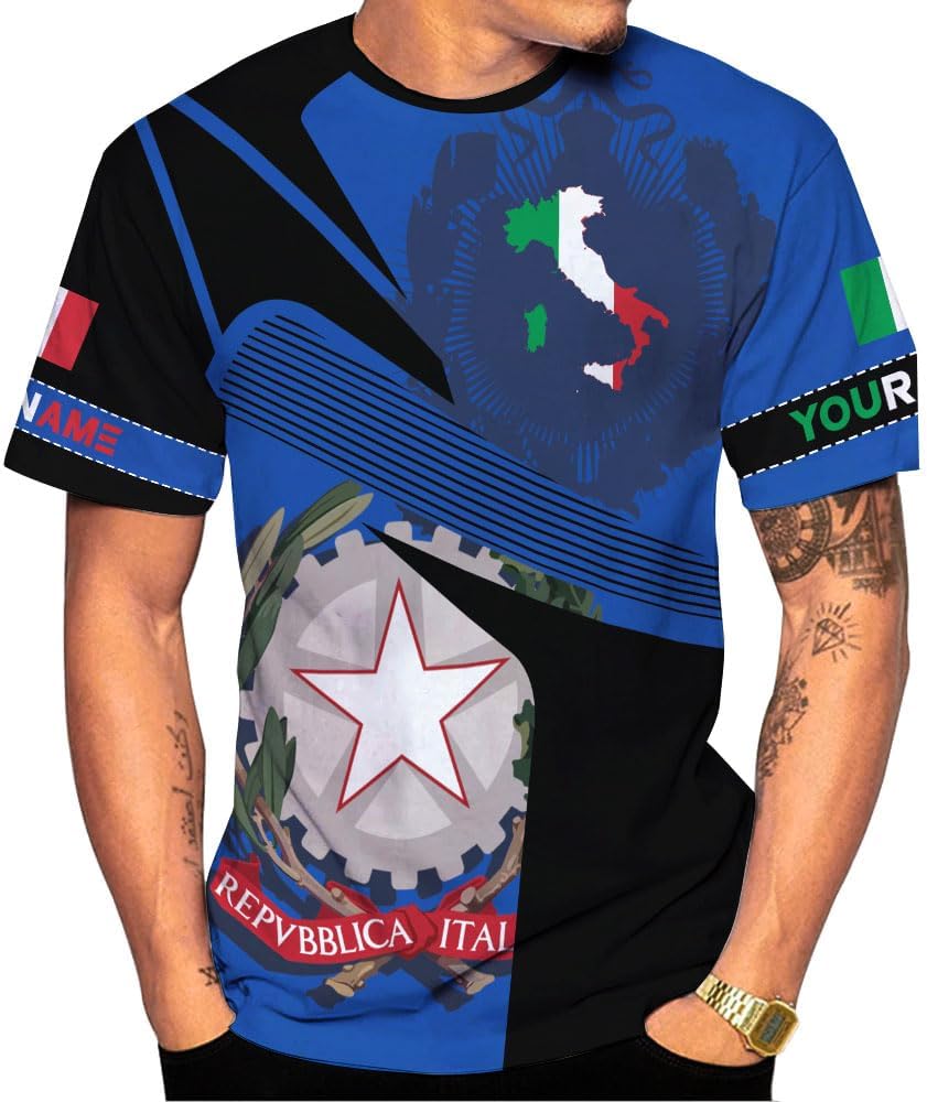 Mostprints Personalized Name Italy Shirt 3D, Custom Italian Shirt Flag for Men and Women, Italia Shirt Soccer Unisex Size