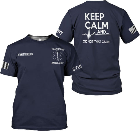 Vybonz Personalized EMS EMT Student Paramedic T-Shirt 3D Emergency Medical Technician Shirt, Custom Name Dept Tshirt Gift