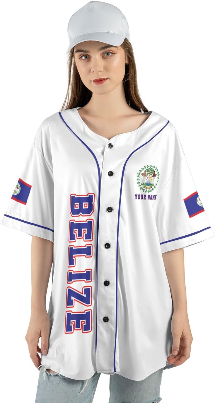 Personalized Belize Baseball Jersey Shirt, Belizean Flag Jersey, Belizean Pride Jersey for Men and Women