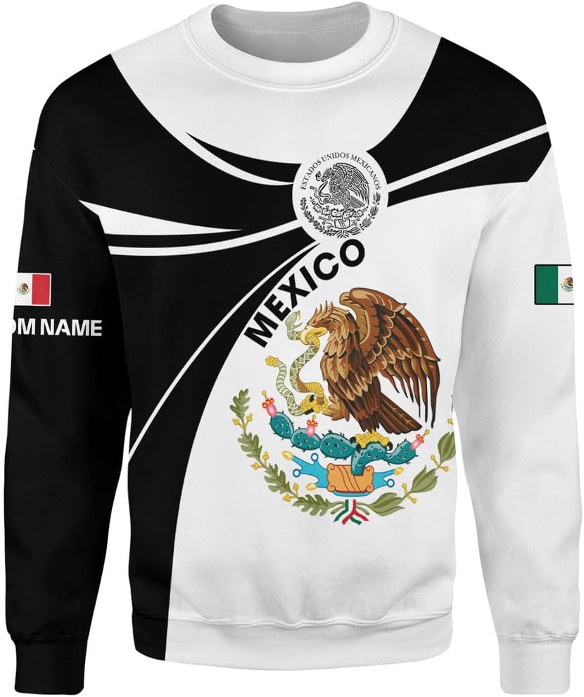 Personalized Mexican Shirts for Men 3D Customized Mexico Shirts for Men Mexico Shirts for Women Mexico Flag Shirt (RD43)