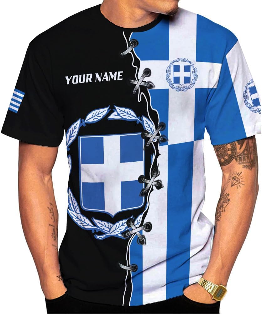 Suseaz Personalized Greece Hoodie Greek Coat of Arms Flag Grecian 3D Sweatshirt Greece Zip Hoodie Grecian Pride Gift Shirt