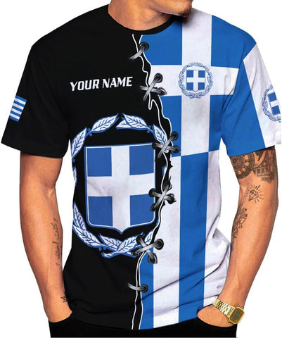 Suseaz Personalized Greece Hoodie Greek Coat of Arms Flag Grecian 3D Sweatshirt Greece Zip Hoodie Grecian Pride Gift Shirt