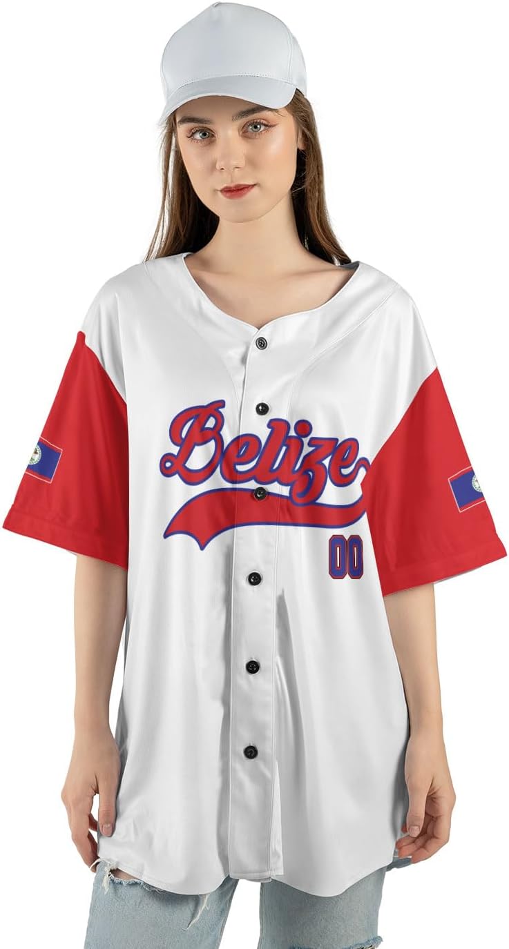 Personalized Belize Baseball Jersey Shirt, Belizean Flag Jersey, Belizean Pride Jersey for Men and Women