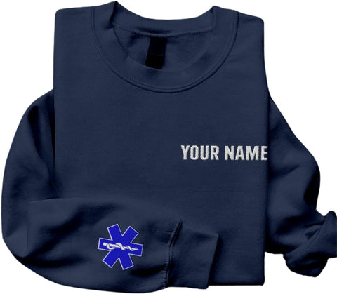Leeprints Personalized EMT Embroidered Sweatshirt EMS Sweatshirt EMS Hoodie Paramedic Uniform Emergency Medical Technician