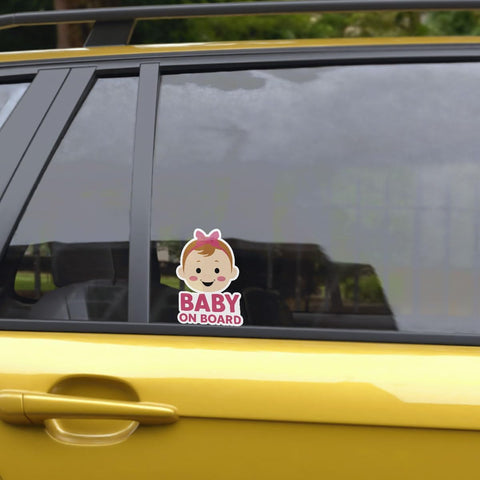 (3Pcs) Baby Onboard Sticker for Cars, Baby On Board Yellow Signs for Car, Baby Car Sticker, Cute Babe On Board Sticker, Sticker Waterproof for Water Bottle, Truck, Car, Helmet Decal 5" (BBOB 2)