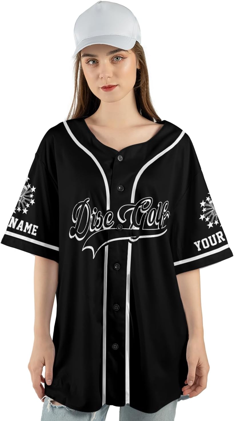 Royal Fight Personalized Disc Golf Baseball Jersey Disc Golf USA Flag Shirts Disc Golf Jersey for Men Women Disc Golf Lovers