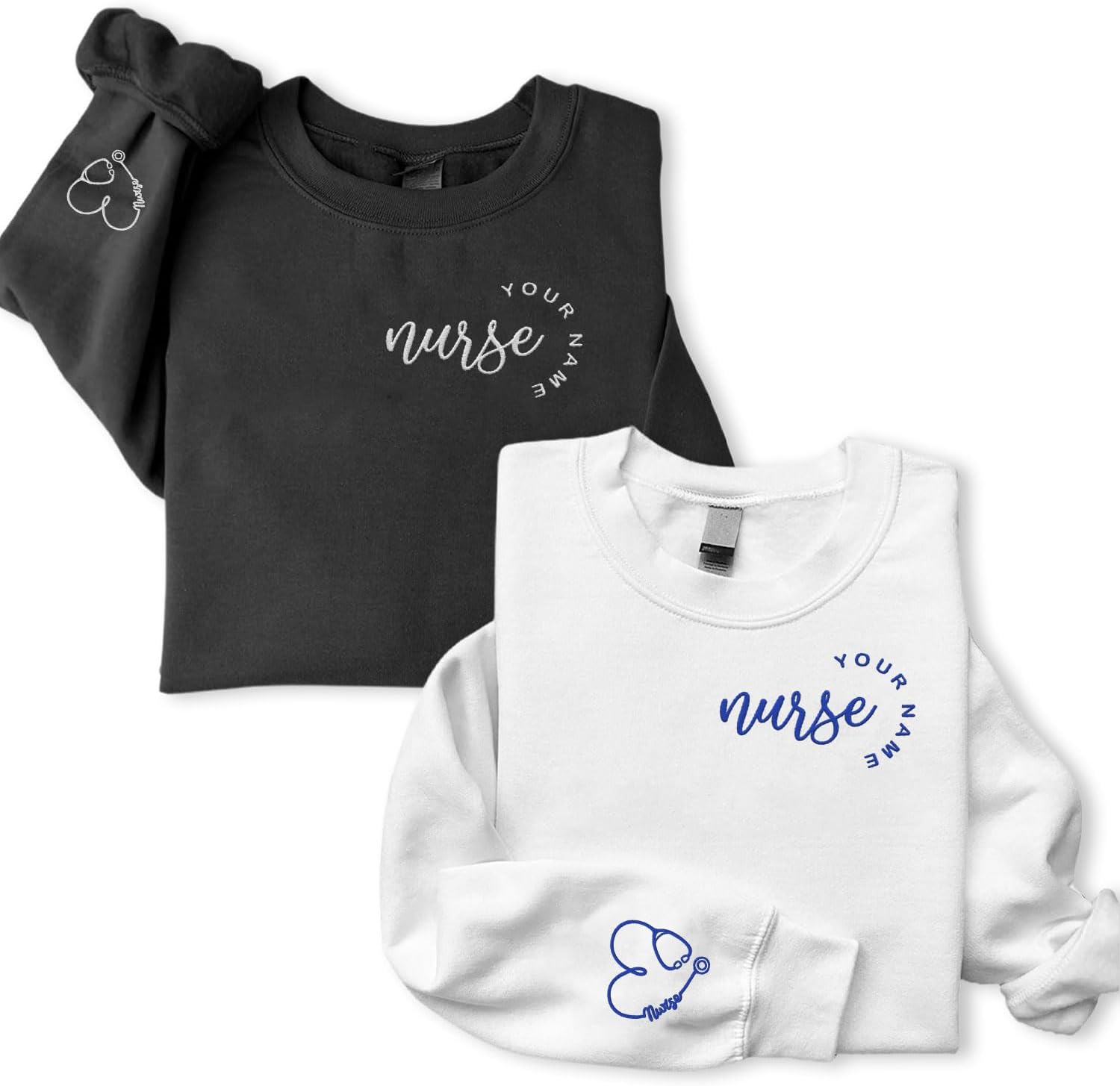 Suseaz Personalized Embroidered Nurse Sweatshirt, Custom Name Nurse Sweatshirt, Gift For Nurse, Women, Nursing School Shirt