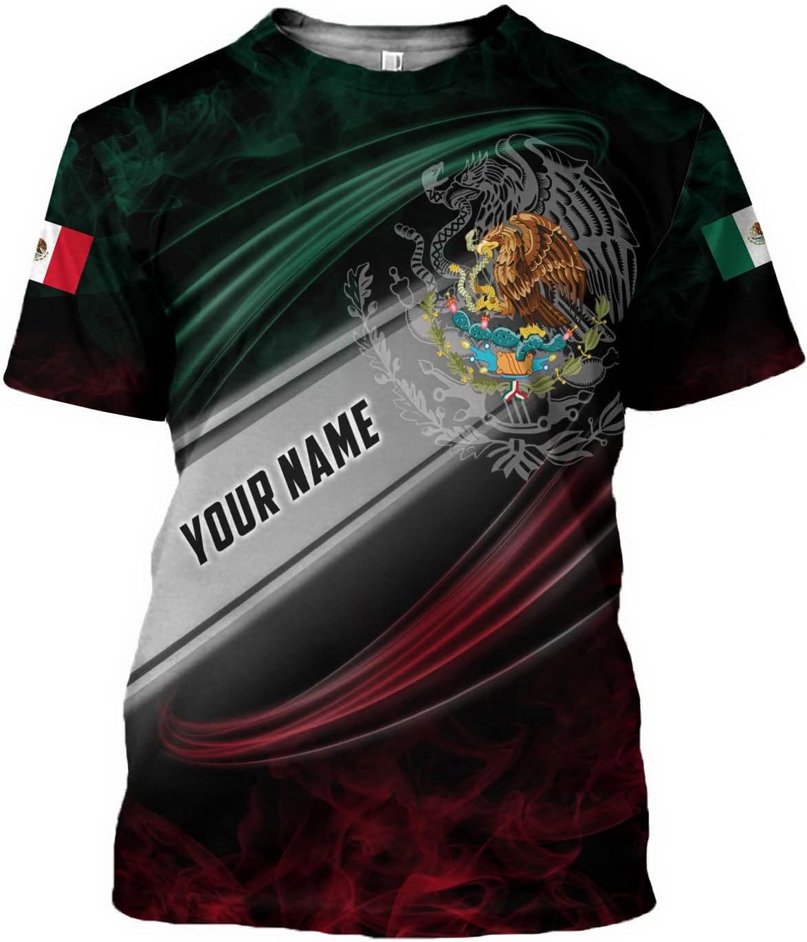Mostprints Personalized Name Mexican Shirts 3D Customized Mexico Shirt US Flag, Mexican Shirts for women Unisex