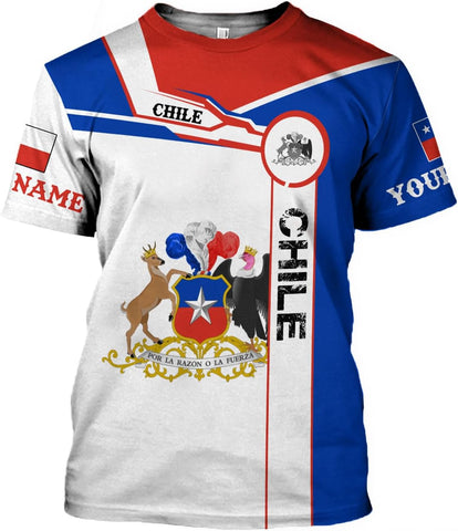 Personalized Name Chile Shirts for Men and Women, Chile Chilean Flag Pride Gift T-Shirt, Chilean Map and Flag